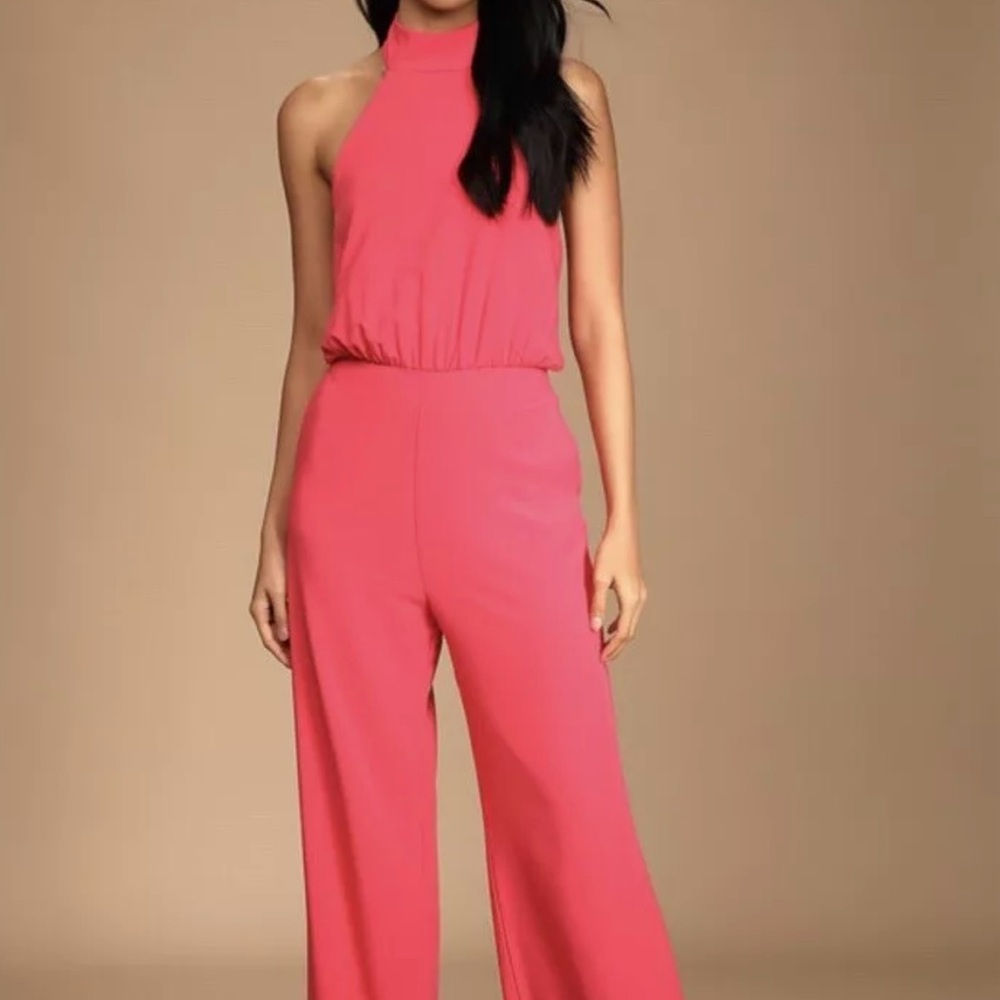 Lulu's Moment for Life Coral Pink Wide-Leg Jumpsuit for Chic Summer Style
